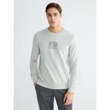 Lcwaıkıkı Classic Gri Bisiklet Yaka Baskılı Erkek Kalın Sweatshirt