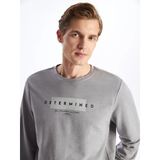 Lcwaıkıkı Classic Gri Bisiklet Yaka Uzun Kollu Baskılı Erkek Sweatshirt