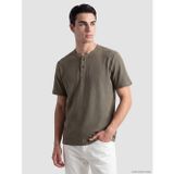 Lcwaıkıkı Classic Haki Henley Yaka Dokulu Erkek Tişört