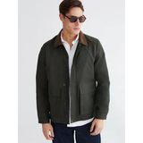 Lcwaıkıkı Classic Haki Kadife Yaka Gabardin Erkek Ceket
