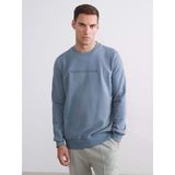 Lcwaıkıkı Classic İndigo Bisiklet Yaka Baskılı Erkek Sweatshirt
