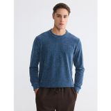 Lcwaıkıkı Classic İndigo Bisiklet Yaka Dokulu Erkek Sweatshirt