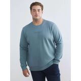 Lcwaıkıkı Classic İndigo Büyük Beden Bisiklet Yaka Baskılı Kalın Erkek Sweatshirt