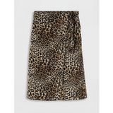 Lcwaıkıkı Classic Kahverengi Bağlamalı Leopar Desenli Anvelop Etek
