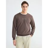 Lcwaıkıkı Classic Kahverengi Bisiklet Yaka Baskılı Erkek Sweatshirt