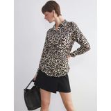 Lcwaıkıkı Classic Kahverengi Büyük Beden Leopar Desenli Kadın Gömlek