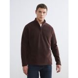 Lcwaıkıkı Classic Kahverengi Dik Yaka Polar Erkek Sweatshirt