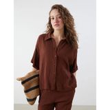 Lcwaıkıkı Classic Kahverengi Dokulu Oversize Kadın Gömlek - 48