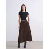 Lcwaıkıkı Classic Kahverengi Loose Fit A Kesim Müslin Etek