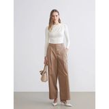 Lcwaıkıkı Classic Kahverengi Loose Fit Geniş Paça Kadın Pileli Pantolon