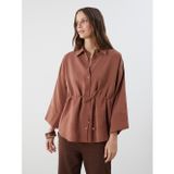 Lcwaıkıkı Classic Kahverengi Oversize Modal Karışımlı Kadın Gömlek