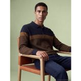 Lcwaıkıkı Classic Kahverengi Polo Yaka Renk Bloklu Erkek Sweatshirt