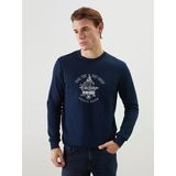 Lcwaıkıkı Classic Lacivert Bisiklet Yaka Baskılı Erkek Kalın Sweatshirt