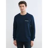 Lcwaıkıkı Classic Lacivert Bisiklet Yaka Baskılı Erkek Sweatshirt