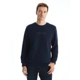 Lcwaıkıkı Classic Lacivert Bisiklet Yaka Uzun Kollu Baskılı Erkek Sweatshirt