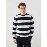 Lcwaıkıkı Classic Lacivert Bisiklet Yaka Uzun Kollu Çizgili Erkek Sweatshirt