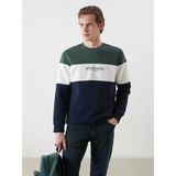 Lcwaıkıkı Classic Lacivert Bisiklet Yaka Uzun Kollu Renk Bloklu Erkek Sweatshirt