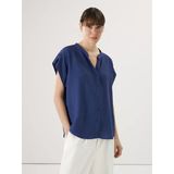 Lcwaıkıkı Classic Lacivert Kaçık Yaka Oversize Kadın Bluz