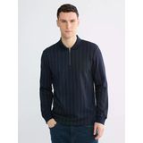 Lcwaıkıkı Classic Lacivert Polo Yaka Çizgili Erkek Sweatshirt