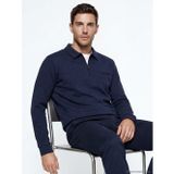 Lcwaıkıkı Classic Lacivert Polo Yaka Desenli Erkek Sweatshirt