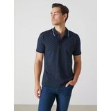 Lcwaıkıkı Classic Lacivert Polo Yaka Kısa Kollu Desenli Pike Erkek Tişört