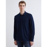 LCWAIKIKI Classic Lacivert Polo Yaka Uzun Kollu Erkek Sweatshirt