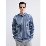 Lcwaıkıkı Classic Lacivert Regular Fit Çizgili Armürlü Erkek Gömlek