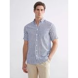 Lcwaıkıkı Classic Lacivert Regular Fit Kısa Kollu Çizgili Erkek Gömlek