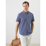 Lcwaıkıkı Classic Lacivert Regular Fit Kısa Kollu Ekose Oxford Erkek Gömlek