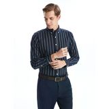 Lcwaıkıkı Classic Lacivert Regular Fit Uzun Kollu Çizgili Erkek Gömlek