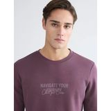 Lcwaıkıkı Classic Mürdüm Bisiklet Yaka Baskılı Erkek Sweatshirt