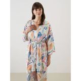 Lcwaıkıkı Classic Pembe Şal Yaka Desenli Oversize Kadın Kimono