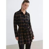 Lcwaıkıkı Classic Siyah Beli Kuşaklı Ekose Kadın Gömlek Tunik