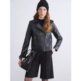 Lcwaıkıkı Classic Siyah Biker Yaka Kadın Deri Görünümlü Ceket