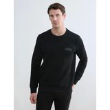 Lcwaıkıkı Classic Siyah Bisiklet Yaka Baskılı Erkek Kalın Sweatshirt