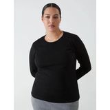 Lcwaıkıkı Classic Siyah Bisiklet Yaka Düz Uzun Kollu Kadın Body
