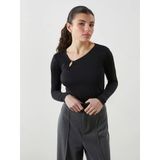 Lcwaıkıkı Classic Siyah Bisiklet Yaka Kadın Bluz