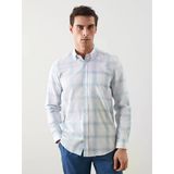 Lcwaıkıkı Classic Turkuaz Regular Fit Uzun Kollu Ekose Poplin Erkek Gömlek