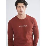Lcwaıkıkı Classic Turuncu Bisiklet Yaka Baskılı Erkek Kalın Sweatshirt