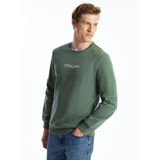 Lcwaıkıkı Classic Yeşil Bisiklet Yaka Baskılı Erkek Kalın Sweatshirt