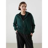 Lcwaıkıkı Classic Yeşil Dik Yaka Oversize Kadın Fermuarlı Sweatshirt