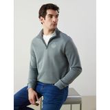 Lcwaıkıkı Classic Yeşil Dik Yaka Uzun Kollu Baskılı Erkek Sweatshirt