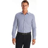 Lcwaıkıkı Formal Lacivert Slim Fit Uzun Kollu Çizgili Poplin Erkek Gömlek - 2XL