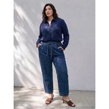 Lcwaıkıkı Petite Lacivert Beli Lastikli Carrot Fit Kadın Jean Pantolon
