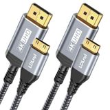 LDLrui 2 Paket 4K DisplayPort - Mini HDMI Kablosu 5FT [Bükülmeye Dayanıklı, Yüksek Hızlı] Masaüstü, Dizüstü Bilgisayar, Taşınabilir Monitör, AMD, NVIDIA, ARZOPA, Projektör, Mini PC için 4K/3840x2160@60Hz,