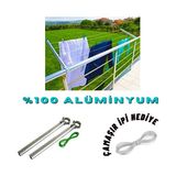 LDR %100 Alüminyum Balkon Küpeşte Çamaşır Askısı - Kurutmalık Çamaşır Ipi Hediye
