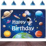 LDWLYW Happy Birthday Fon Afiş - Erkek Çocuklar için Dış Mekan Parti Süslemeleri - Galaxy Planet Astronot Teması Fotoğraf Afişi Fotoğrafçılık Arka Planı 7x5ft