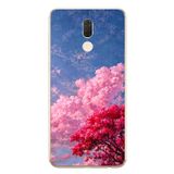 Le Balvo Huawei Mate 10 Lite Uyumlu Kırmızı Pembe Ağaçlar Baskılı Silikon Kılıf