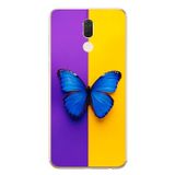 Le Balvo Huawei Mate 10 Lite Uyumlu Mor Sarı Kelebek Baskılı Silikon Kılıf