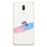 Le Balvo Huawei Mate 10 Lite Uyumlu Pembe Mavi Kedi Baskılı Silikon Kılıf